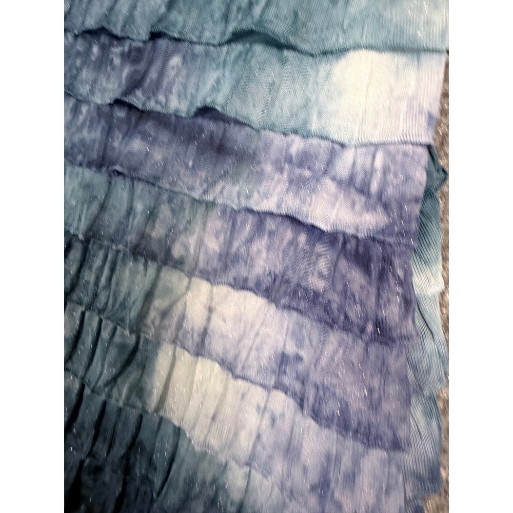 NY Collection Womens Blue Purple Tie Dye Ruffle Tiered Tank Top Shimmer M - Picture 8 of 10